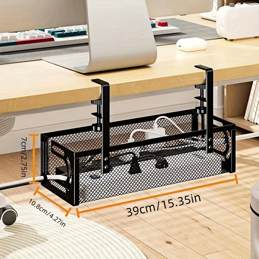⚙️ Organizador de Cabos Metálico para Debaixo da Mesa – Instalação Sem Furos, Design Clássico e Espaço Inteligente! 💻✨