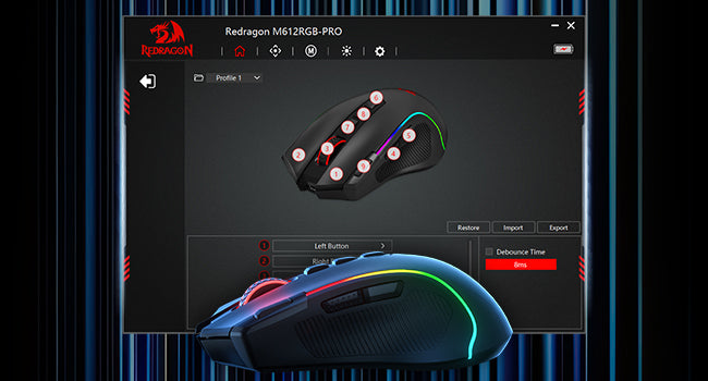 🎮 Redragon M612 PRO – Mouse Gamer RGB Wireless/Wired (11 Botões Programáveis, 8200 DPI)