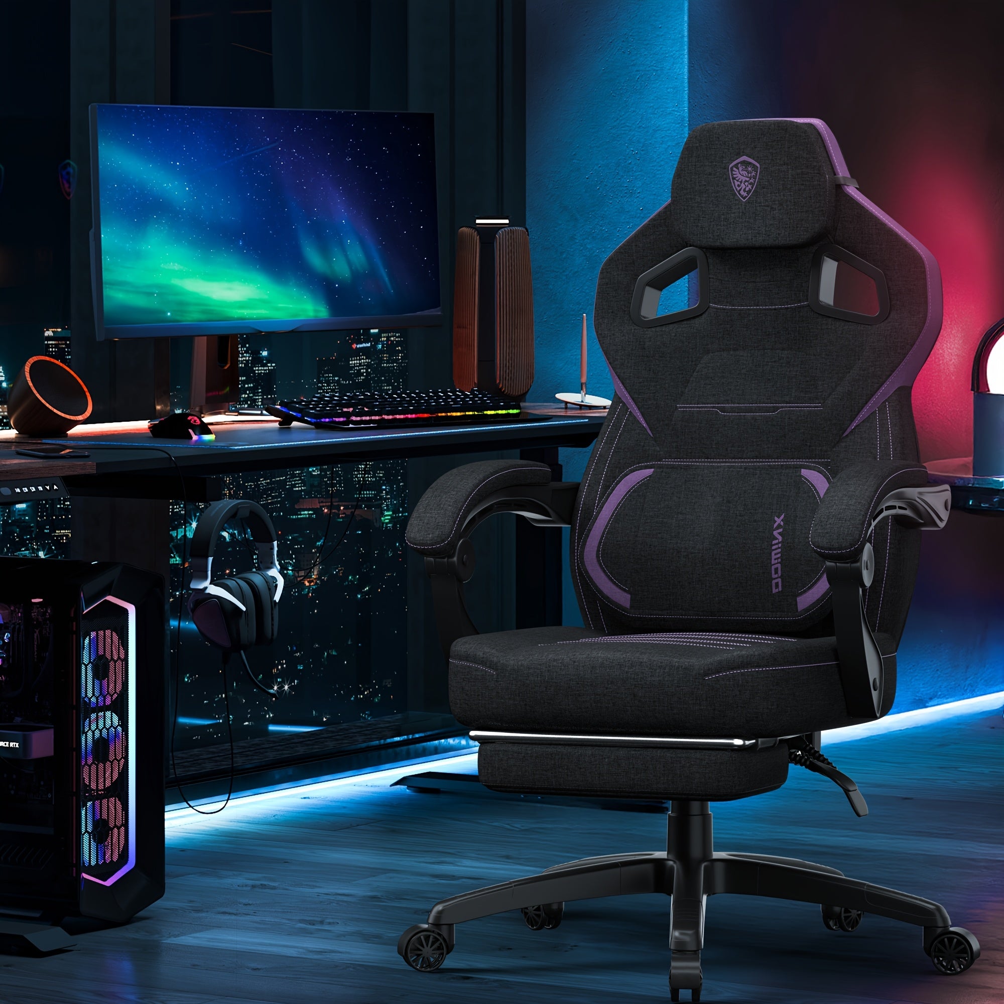 🪑Cadeira Gamer Ergonômica GOOSEA com Apoio para os Pés – Reclinável, Design Racing, Suporte Lombar e Cabeça Ajustável, Capacidade 136 kg