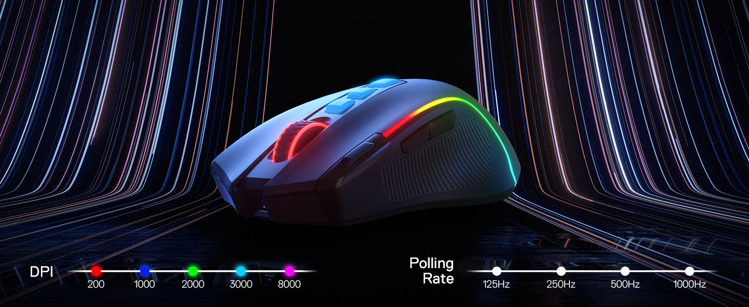 🎮 Redragon M612 PRO – Mouse Gamer RGB Wireless/Wired (11 Botões Programáveis, 8200 DPI)