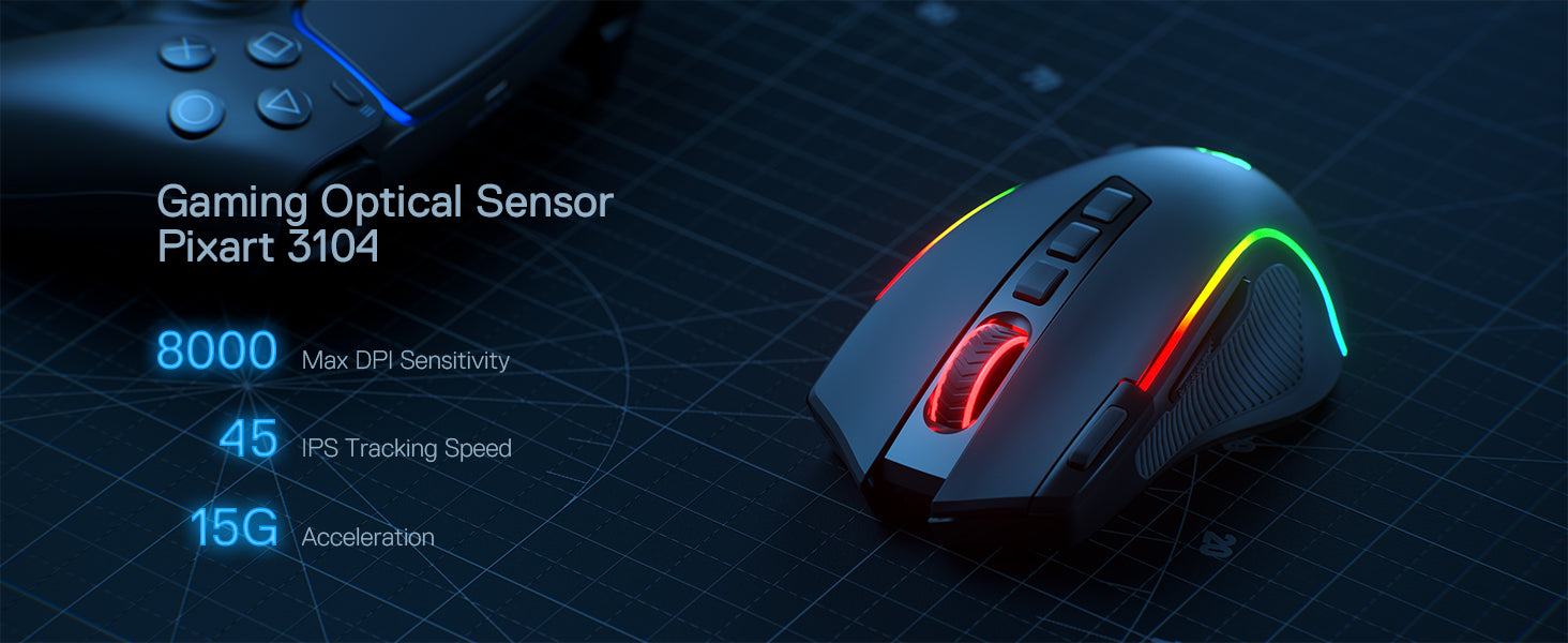 🎮 Redragon M612 PRO – Mouse Gamer RGB Wireless/Wired (11 Botões Programáveis, 8200 DPI)