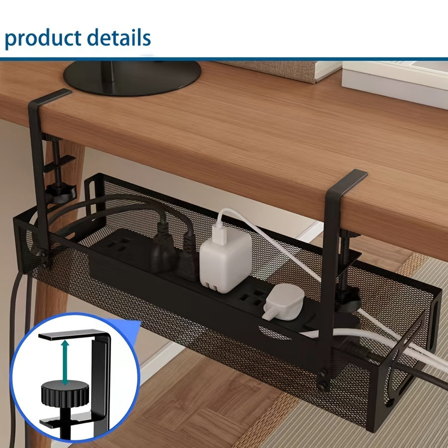 ⚙️ Organizador de Cabos Metálico para Debaixo da Mesa – Instalação Sem Furos, Design Clássico e Espaço Inteligente! 💻✨
