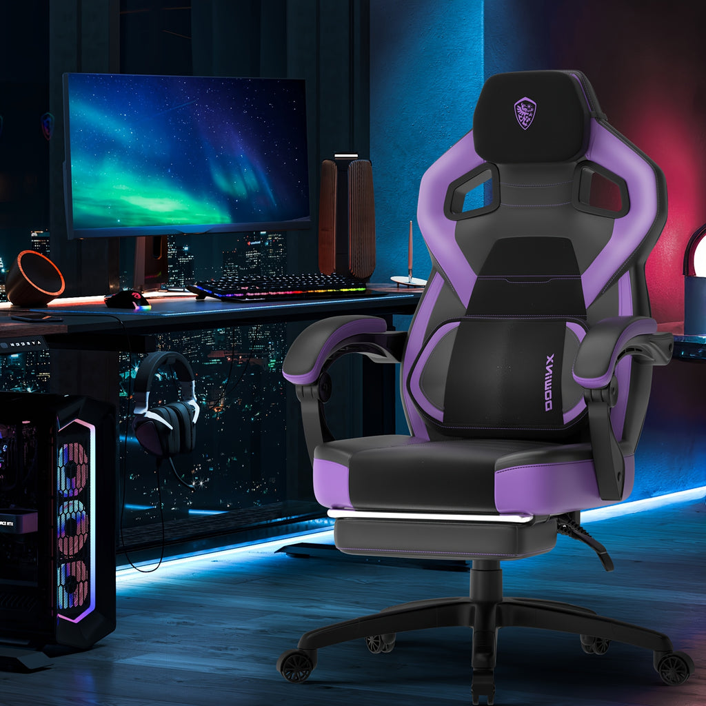 🪑Cadeira Gamer Ergonômica GOOSEA com Apoio para os Pés – Reclinável, Design Racing, Suporte Lombar e Cabeça Ajustável, Capacidade 136 kg