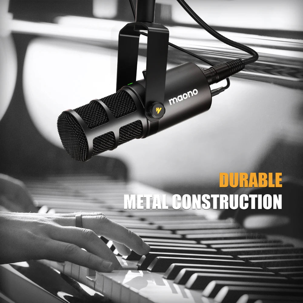 MAONO PD400X – Microfone Dinâmico USB/XLR Profissional para Podcast, Streaming e Gravação