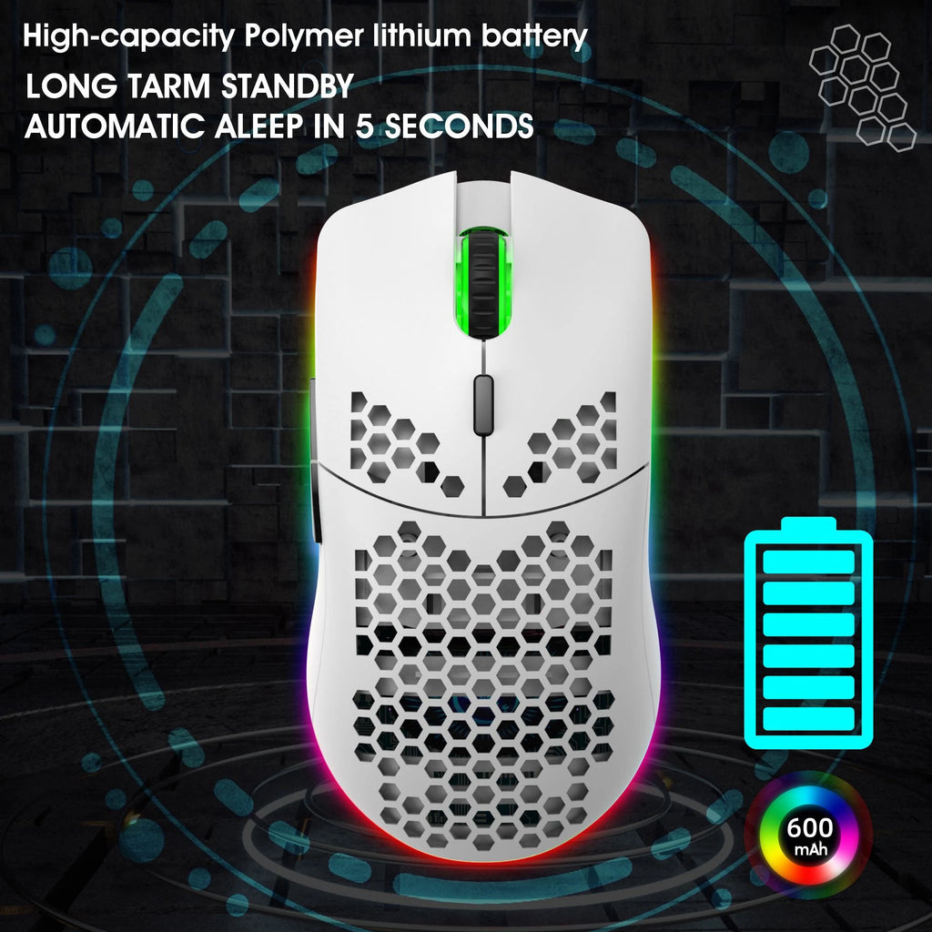 Mouse Gamer Sem Fio RGB Recarregável 3600 DPI – Alta Precisão e Estilo