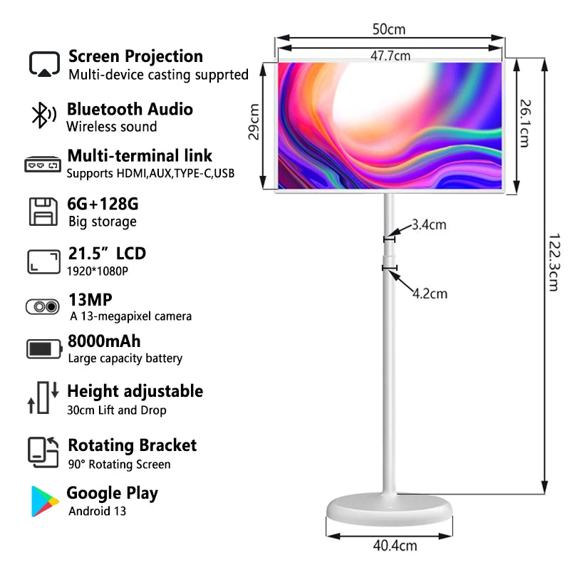 Smart TV Portátil Android de 21,5 Polegadas