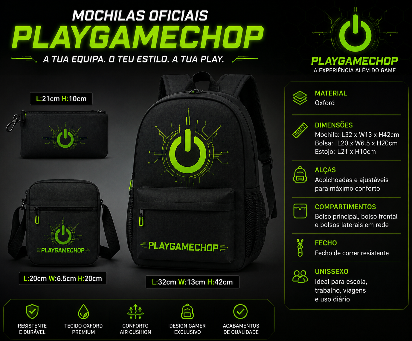 PLAYGAMECHOP GAMER BACKPACK — A mochila oficial para quem vive o gaming