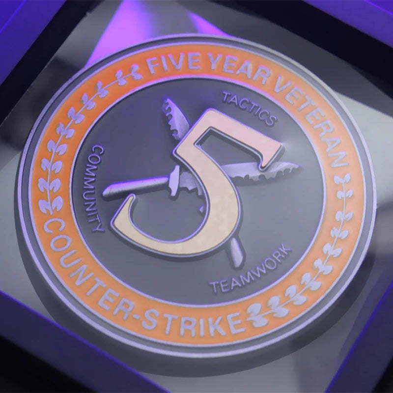 Moeda Comemorativa CS:GO Five Year Veteran Coin | Medalha Colecionável Counter-Strike 5 Anos | Metal Premium Cobre Zincado | Edição Limitada Oficial | Presente Gaming