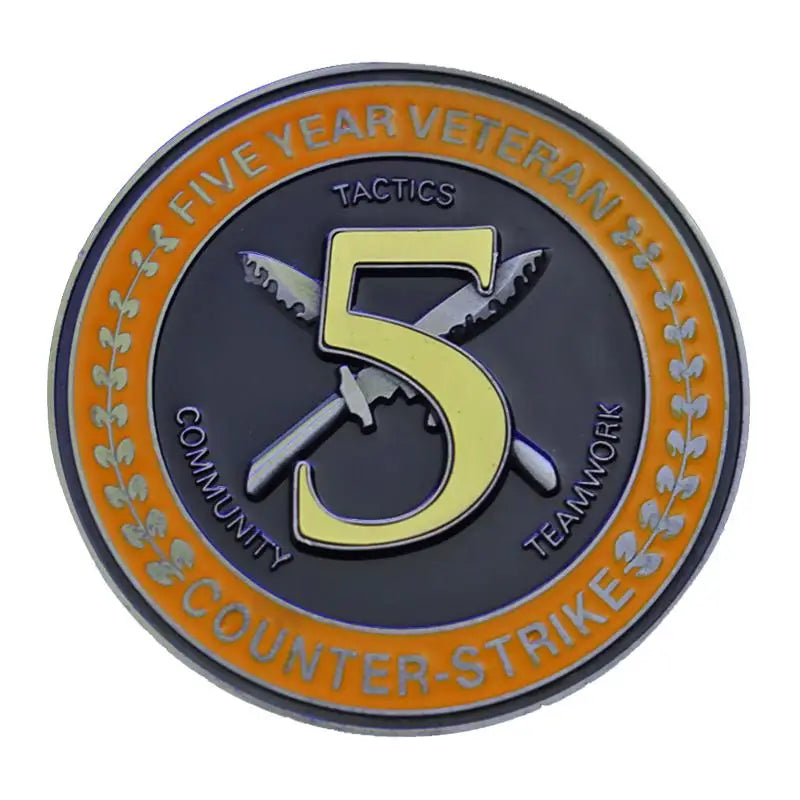 Moeda Comemorativa CS:GO Five Year Veteran Coin | Medalha Colecionável Counter-Strike 5 Anos | Metal Premium Cobre Zincado | Edição Limitada Oficial | Presente Gaming