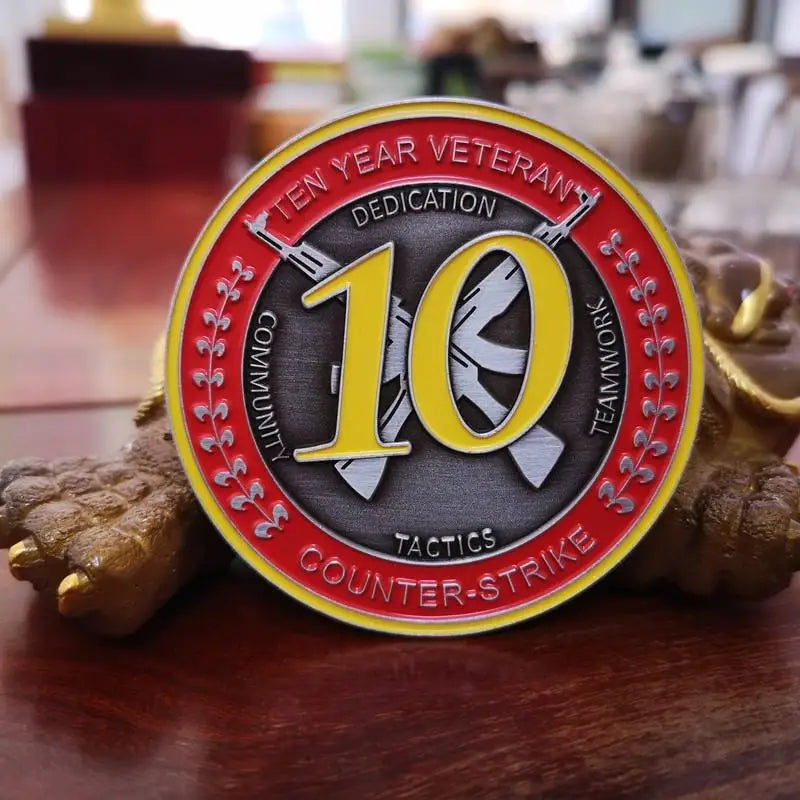 Moeda Comemorativa CS:GO Five Year Veteran Coin | Medalha Colecionável Counter-Strike 5 Anos | Metal Premium Cobre Zincado | Edição Limitada Oficial | Presente Gaming