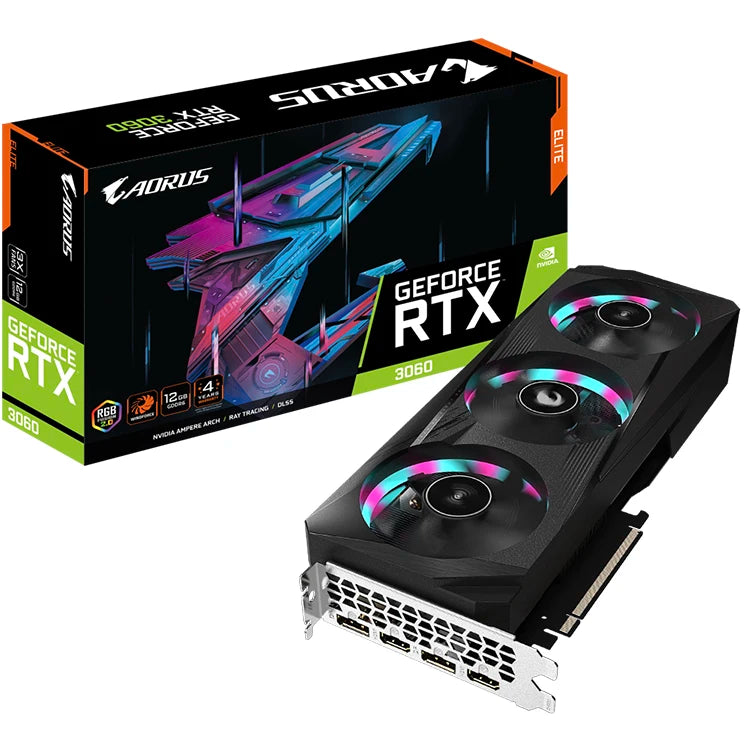 🎮 Placa de Vídeo GIGABYTE NVIDIA AORUS GeForce RTX 3060 ELITE 12G