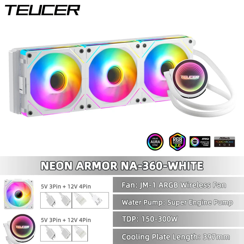❄️ TEUCER NA-360 – Resfriamento Líquido 360mm com ARGB para Máxima Performance