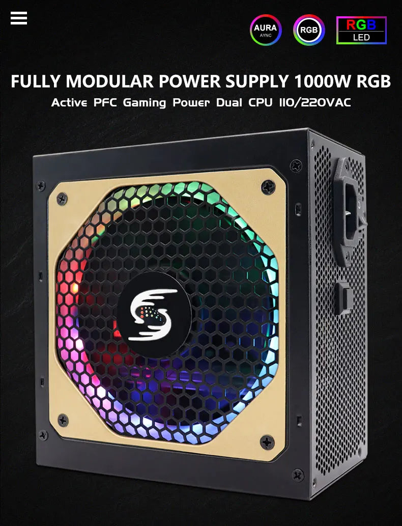 ⚡💻 Fonte de Alimentação T.F.SKYWINDINTL TF1000 – 1000W Full Modular 80 Plus Gold 💻⚡