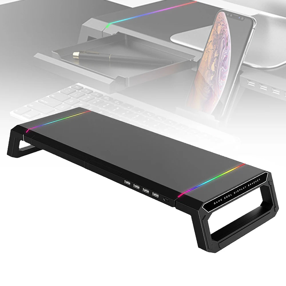 Suporte de Monitor Gamer RGB + 4x USB 3.0