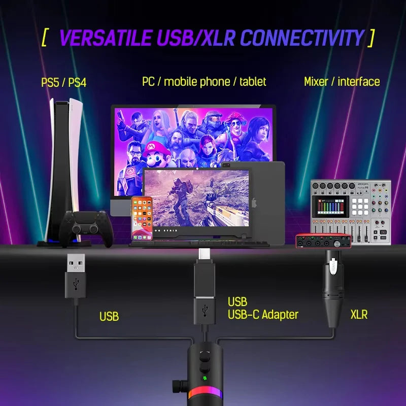 🎧 MovingMic NV7 – Microfone Profissional USB/XLR para Streaming, Podcast e Gaming