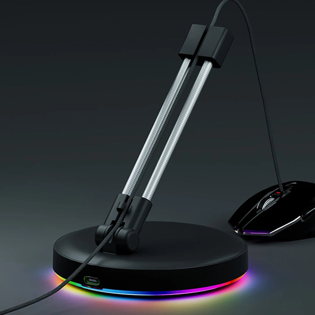 🖱️🌈 RGB Mouse Bungee – Suporte de Cabo com Iluminação Gamer e Base Antiderrapante 🌈🖱️