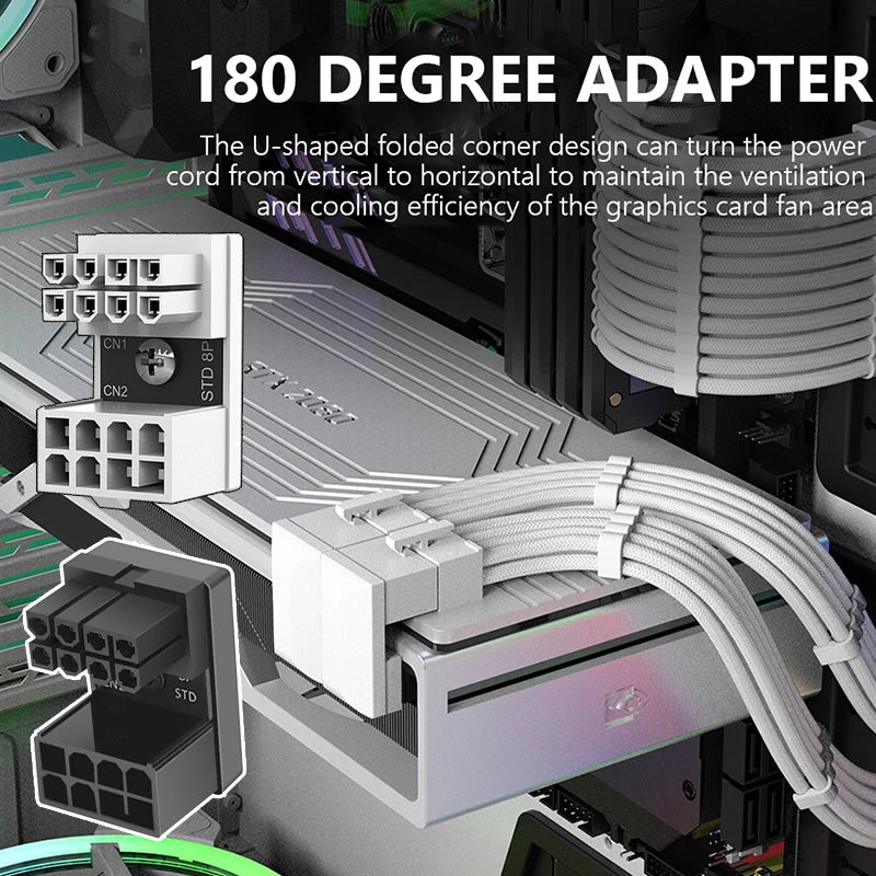 APWIKOGER ATX 8 Pin Female to Male 180 Degree Angled Connector Adapte 