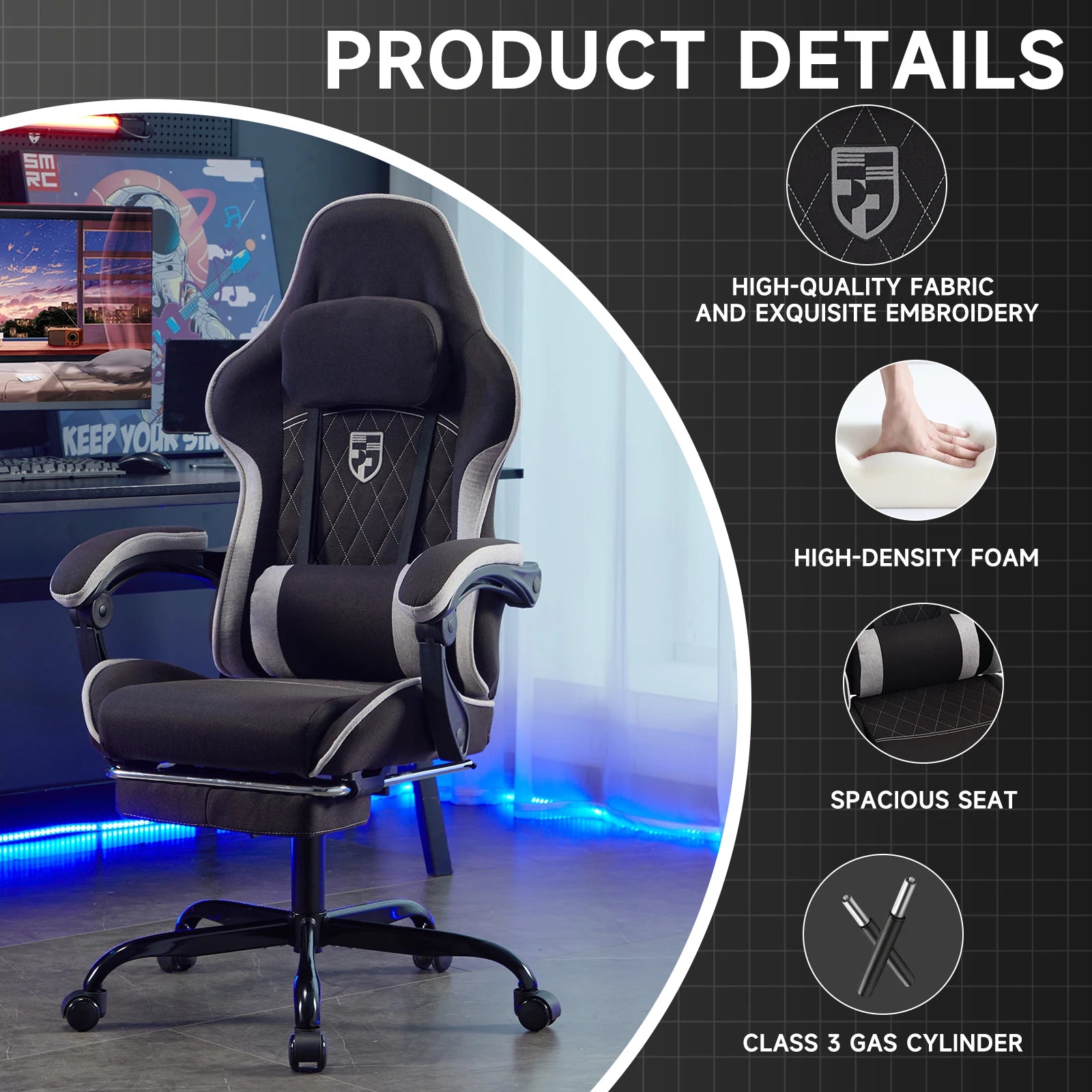 Gaming Chair Ergonômica com Apoio para os Pés