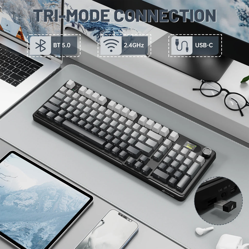 ATTACK SHARK X98PRO – Tri-Mode Gasket com Tela TFT & Knob