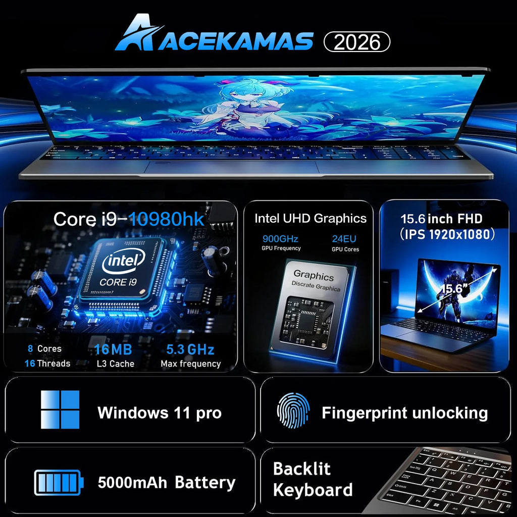 ACEKAMAS 15.6” com Intel Core i9