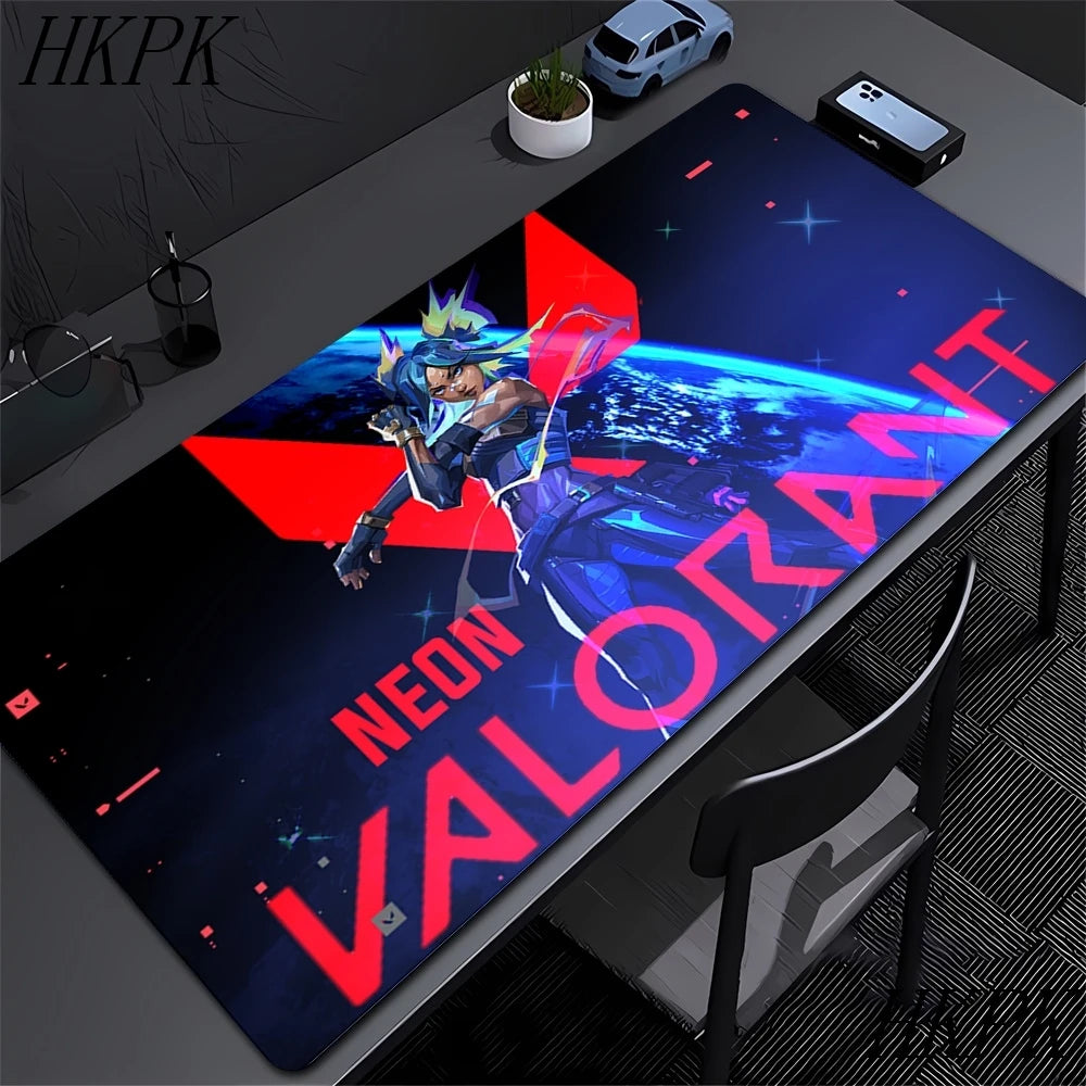 Mouse Pad Gamer Valorant XXL 90x40cm | Tapete Gaming Extended com Bordas Costuradas | Base Borracha Natural Antiderrapante | Superfície HD Impermeável | Compatível Óptico e Laser | Teclado e Mouse