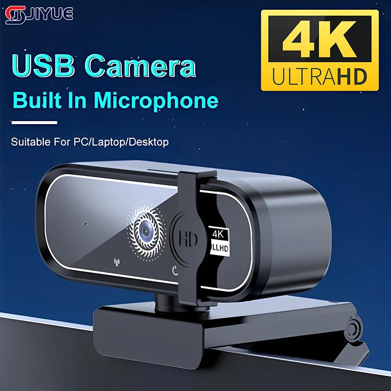 Webcam 4K HD com Microfone – Autofocus Ultra Nítido
