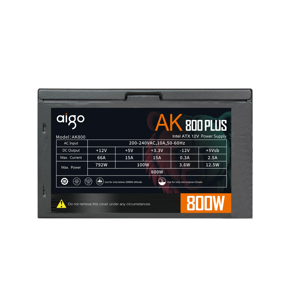⚡ Aigo AK800 – Fonte ATX 800W | Gamer | RGB | Silenciosa | 24PIN | PC Desktop / Server / BTC ⚡