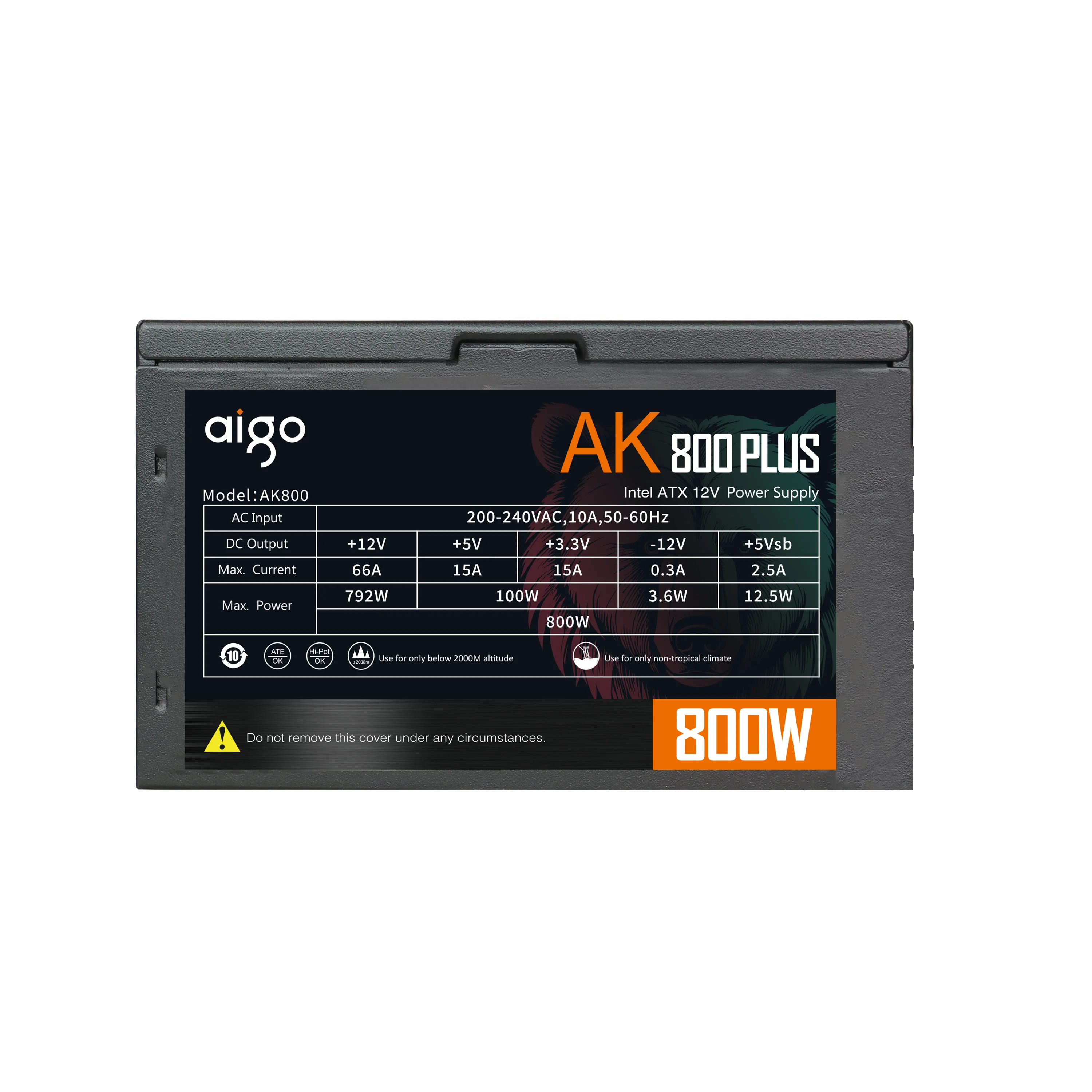 ⚡ Aigo AK800 – Fonte ATX 800W | Gamer | RGB | Silenciosa | 24PIN | PC Desktop / Server / BTC ⚡