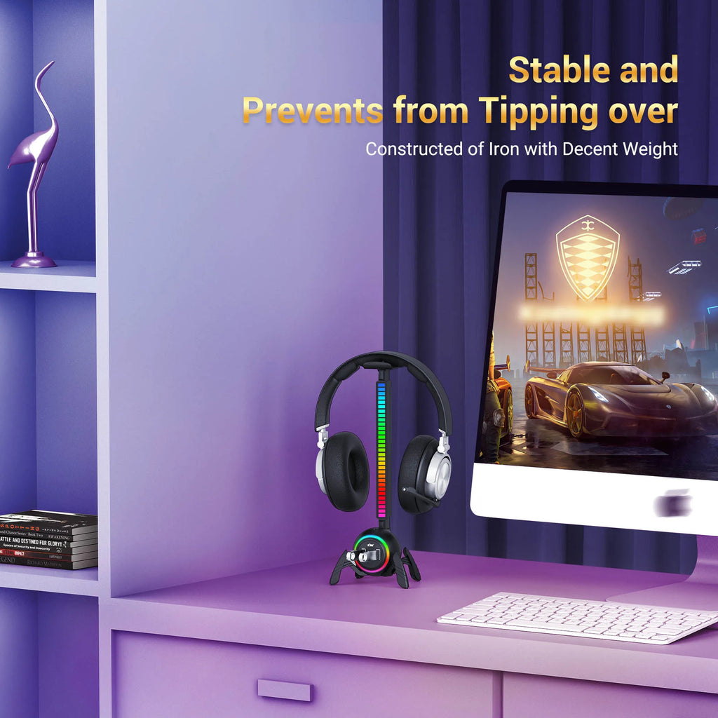 🎧🕷️ Suporte para Headset Spider RGB – Transforme sua Mesa Gamer em um Show de Luzes! 🕷️🎧