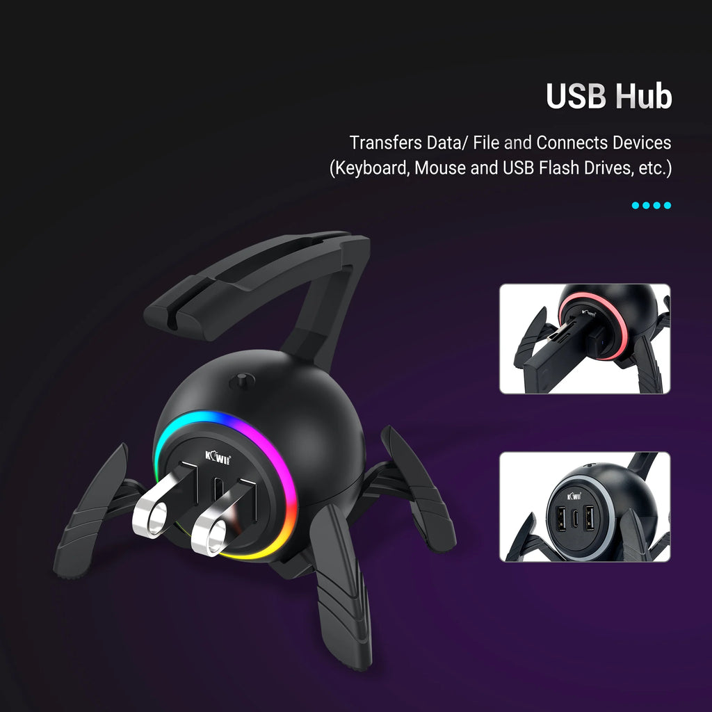 🕷️🖱️ Mouse Bungee Gamer RGB com Hub USB – Organização, Estilo e Precisão! 🖱️🕷️
