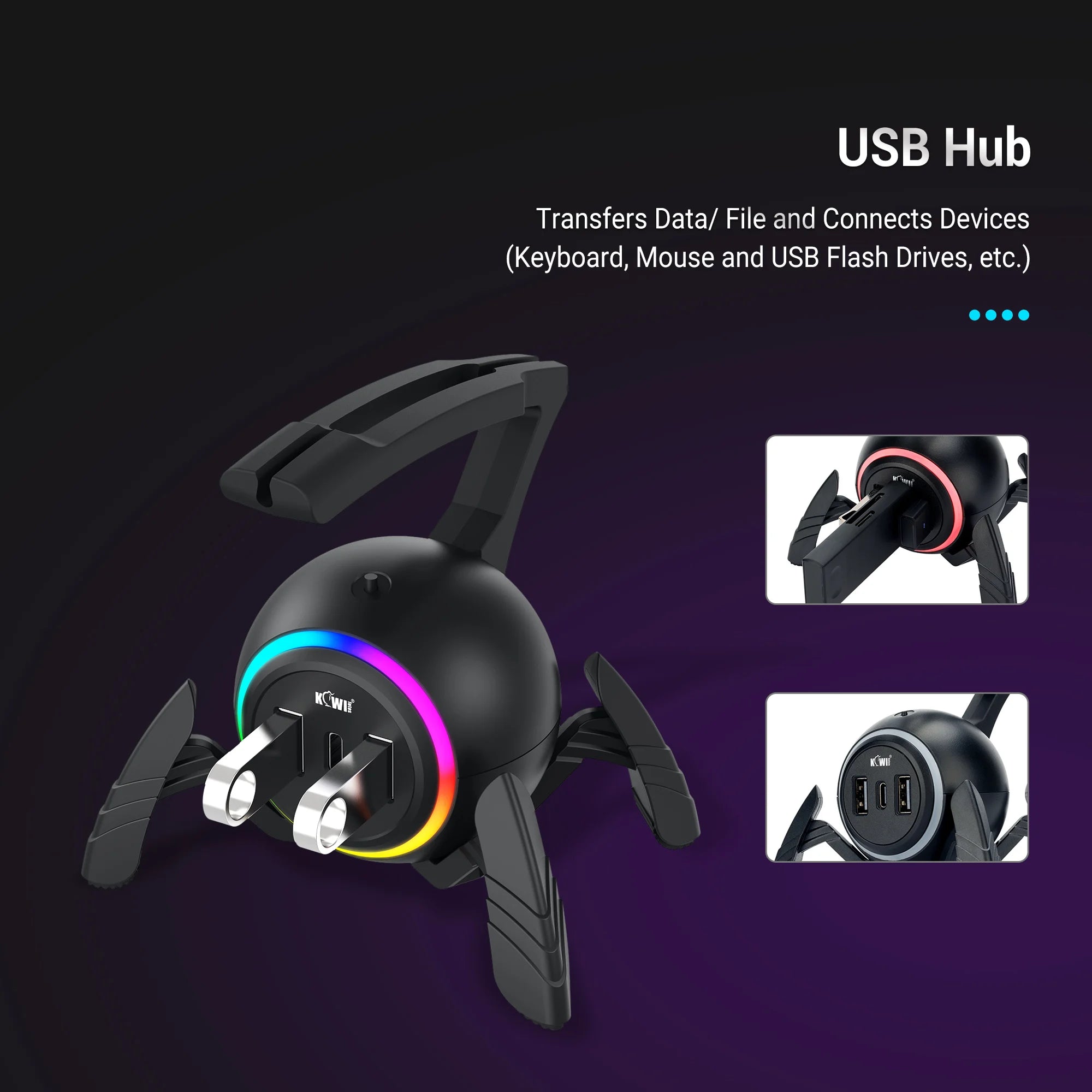 🕷️🖱️ Mouse Bungee Gamer RGB com Hub USB – Organização, Estilo e Precisão! 🖱️🕷️