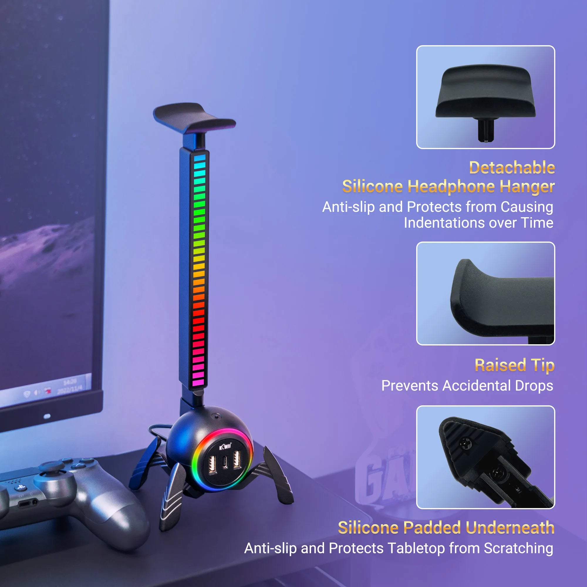 🎧🕷️ Suporte para Headset Spider RGB – Transforme sua Mesa Gamer em um Show de Luzes! 🕷️🎧