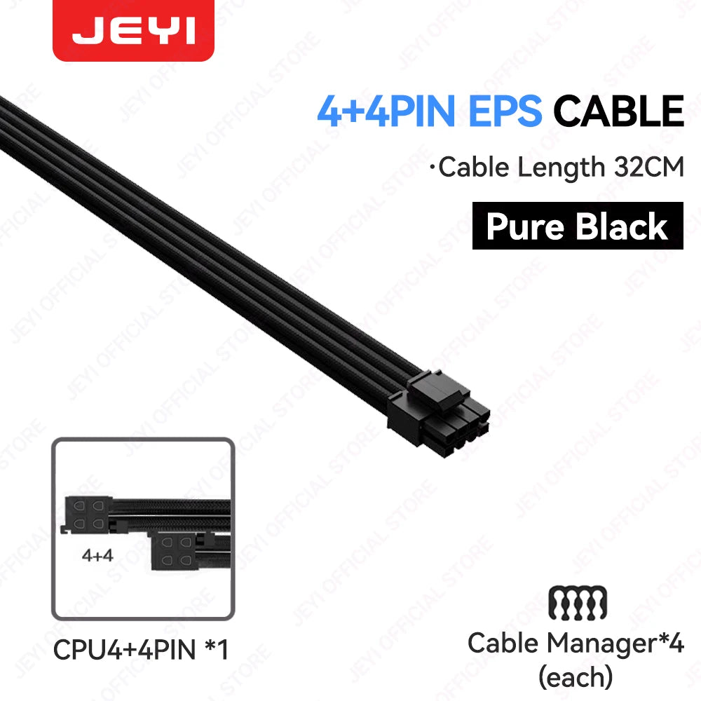 JEYI PSU Extension Cable Kit – 24Pin ATX + 8Pin EPS + 6 + 2Pin PCIe 