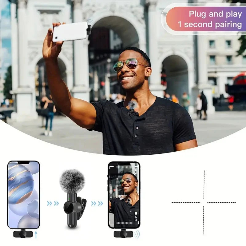 Mini Microfone Sem Fio Profissional – Áudio Limpo para Vídeos, Lives e Conteúdo