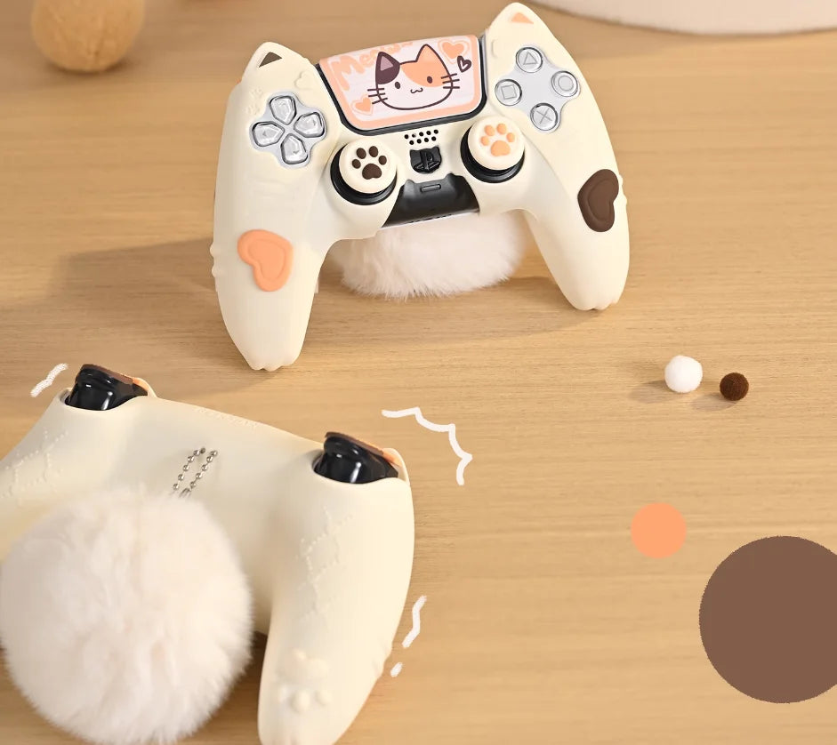🐱 Cute Calico Cat Silicone Case para PS5 – Protege e Personaliza o Teu Comando! 🎮