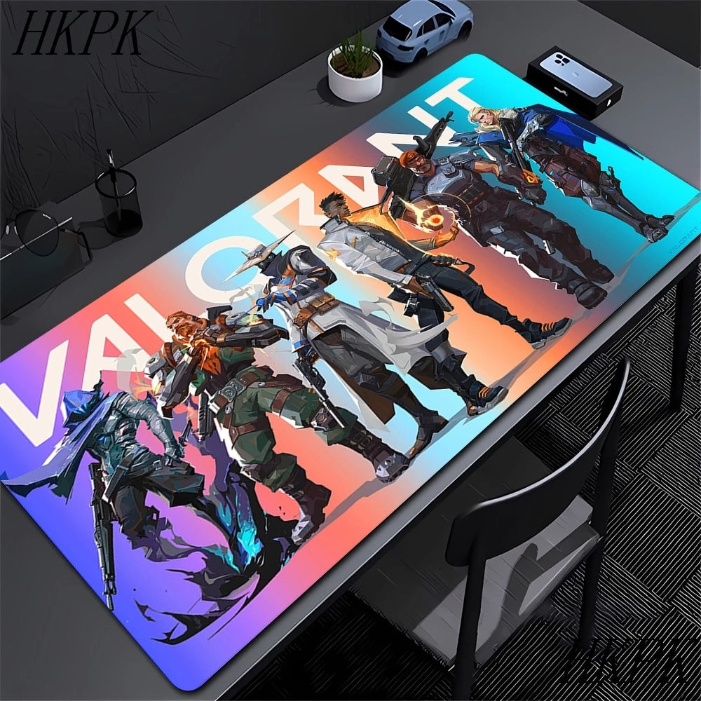 Mouse Pad Gamer Valorant XXL 90x40cm | Tapete Gaming Extended com Bordas Costuradas | Base Borracha Natural Antiderrapante | Superfície HD Impermeável | Compatível Óptico e Laser | Teclado e Mouse