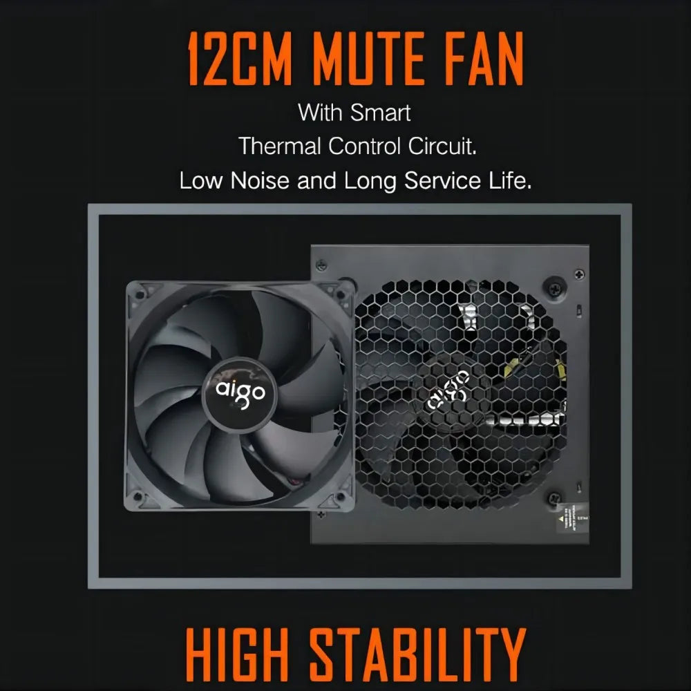 ⚡ Aigo AK800 – Fonte ATX 800W | Gamer | RGB | Silenciosa | 24PIN | PC Desktop / Server / BTC ⚡