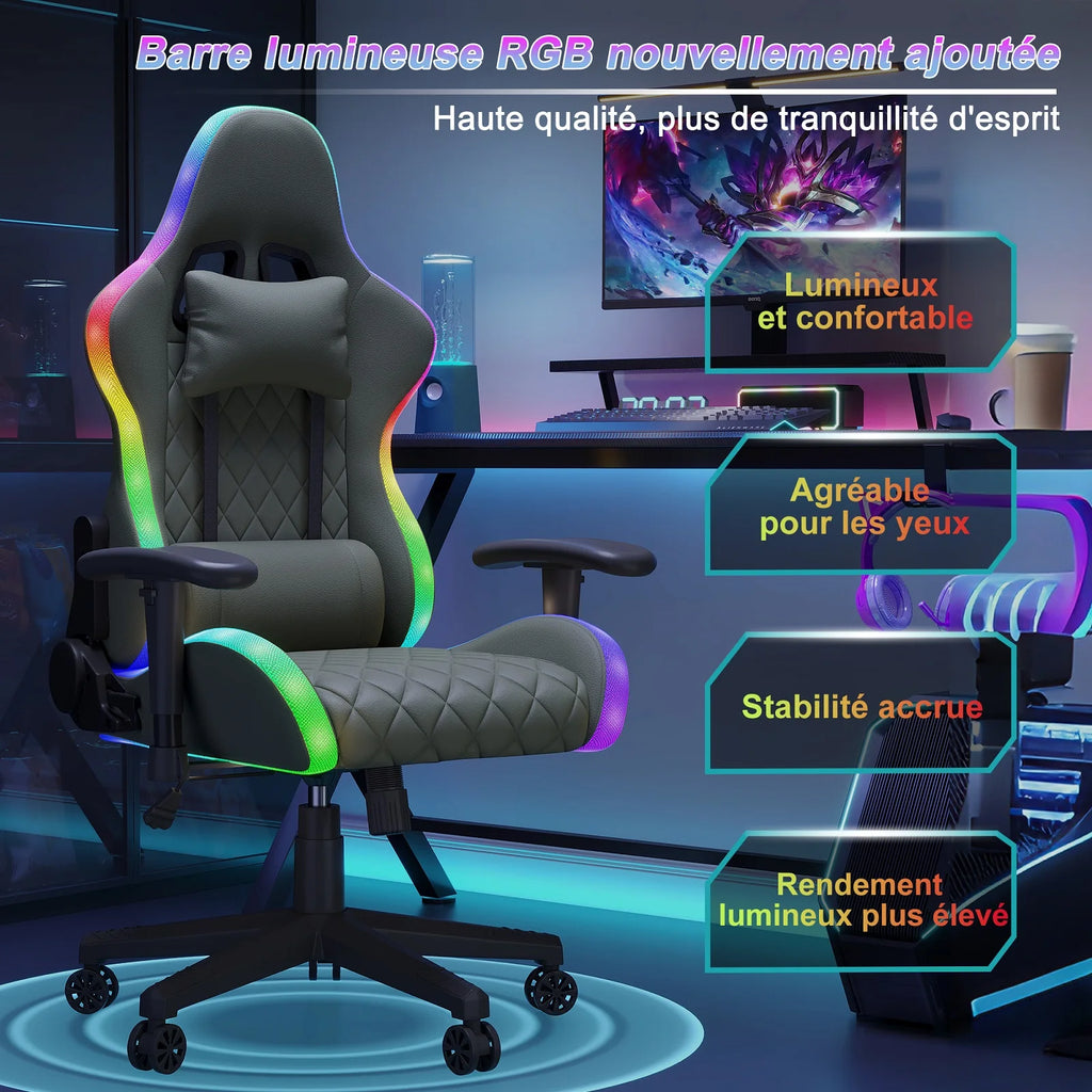 Cadeira Gamer Ergonômica com Massagem e LED RGB