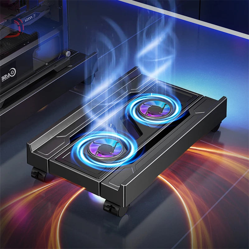 🚀 Suporte Ajustável para Torre PC com Ventoinha RGB