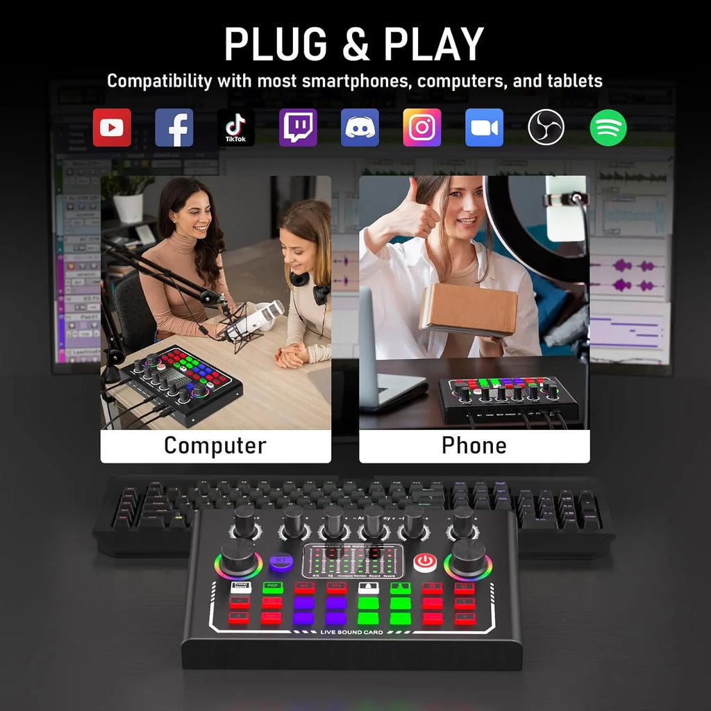 F009 Live Sound Card + Microfone BM800