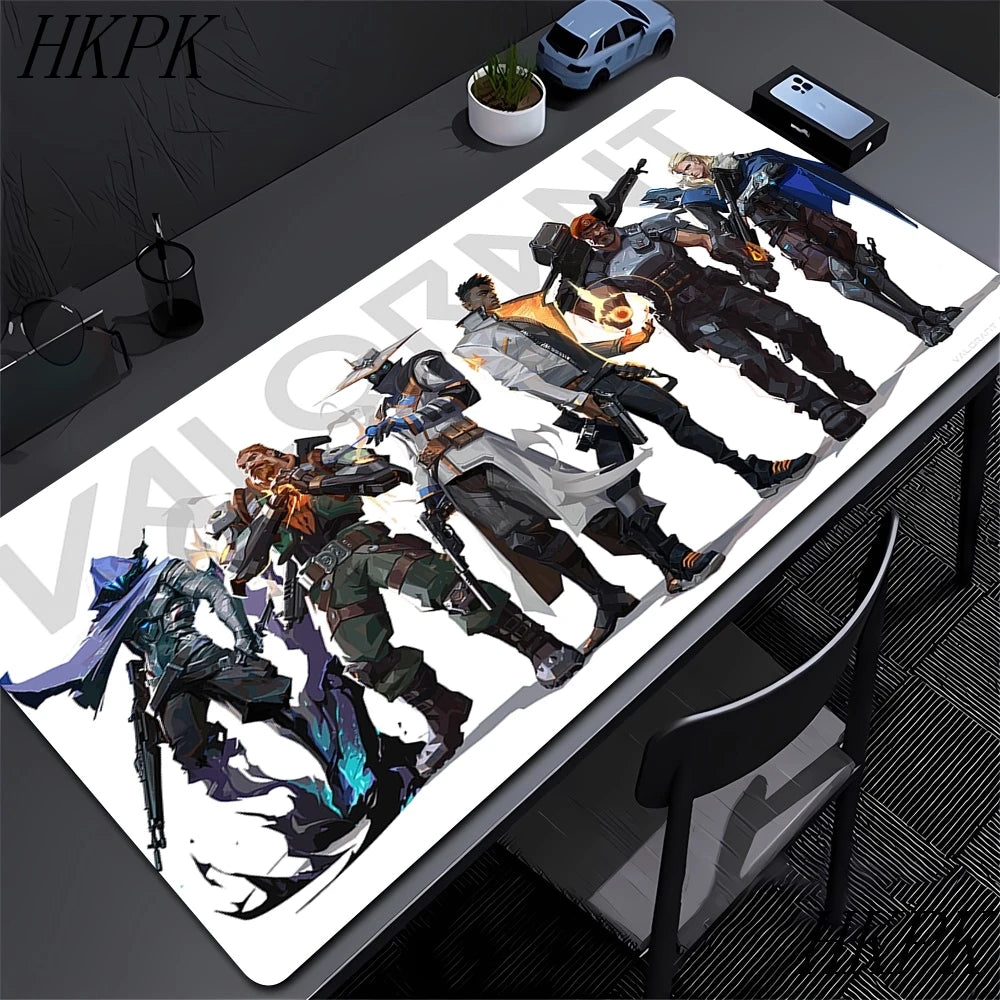 Mouse Pad Gamer Valorant XXL 90x40cm | Tapete Gaming Extended com Bordas Costuradas | Base Borracha Natural Antiderrapante | Superfície HD Impermeável | Compatível Óptico e Laser | Teclado e Mouse