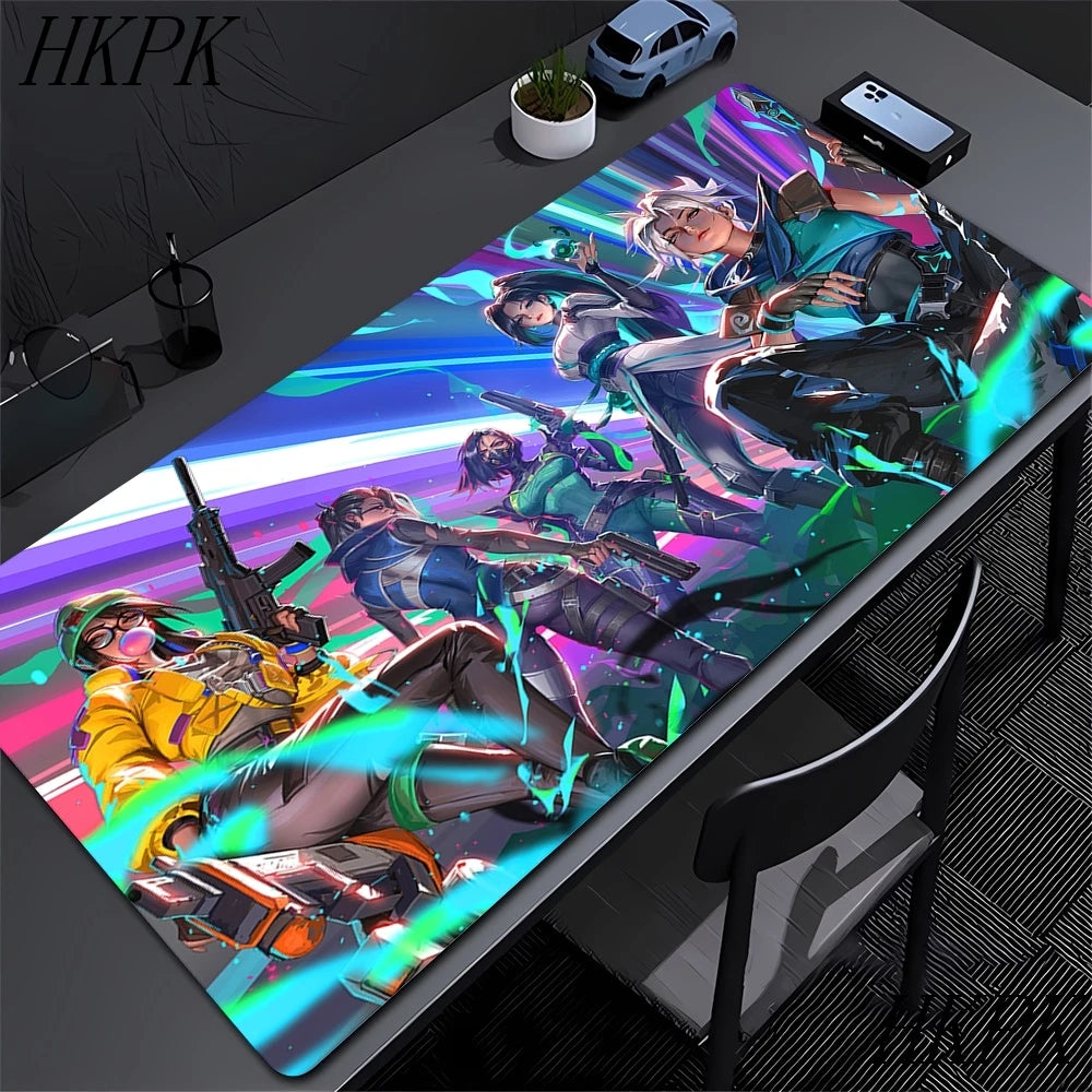 Mouse Pad Gamer Valorant XXL 90x40cm | Tapete Gaming Extended com Bordas Costuradas | Base Borracha Natural Antiderrapante | Superfície HD Impermeável | Compatível Óptico e Laser | Teclado e Mouse