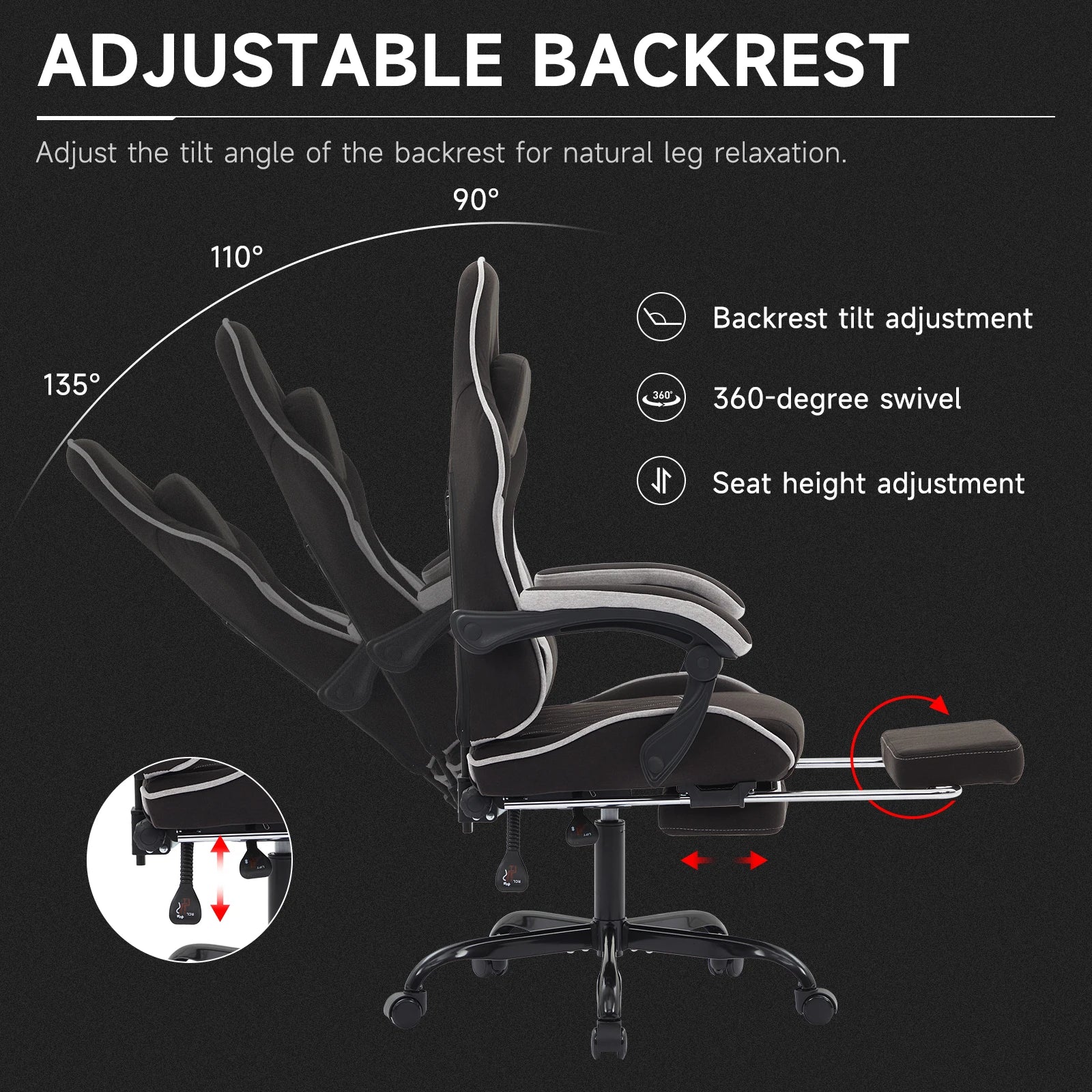 Gaming Chair Ergonômica com Apoio para os Pés