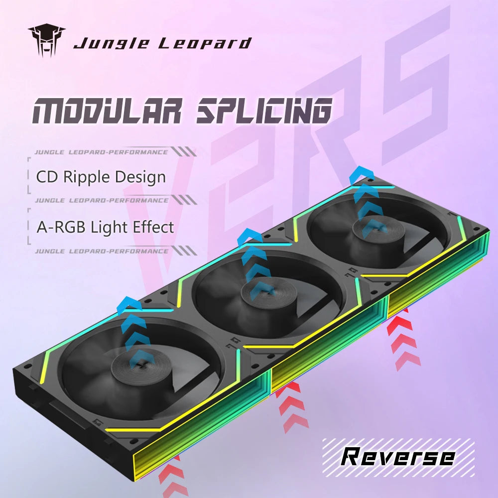 🔥 Jungle Leopard Interstellar V2RS – Kit 3x Ventoinhas ARGB 120mm 🔥