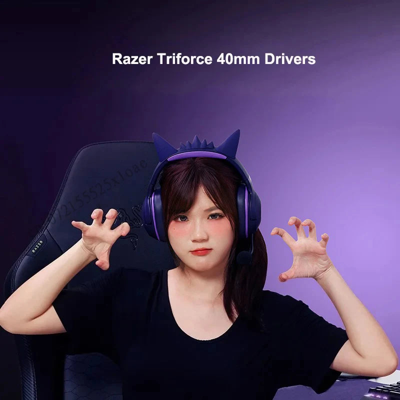 Headset Gamer Razer Pokemon Gengar Edition RGB Kraken Kitty V2 – Com Fio USB e Microfone Cardioide HyperClear