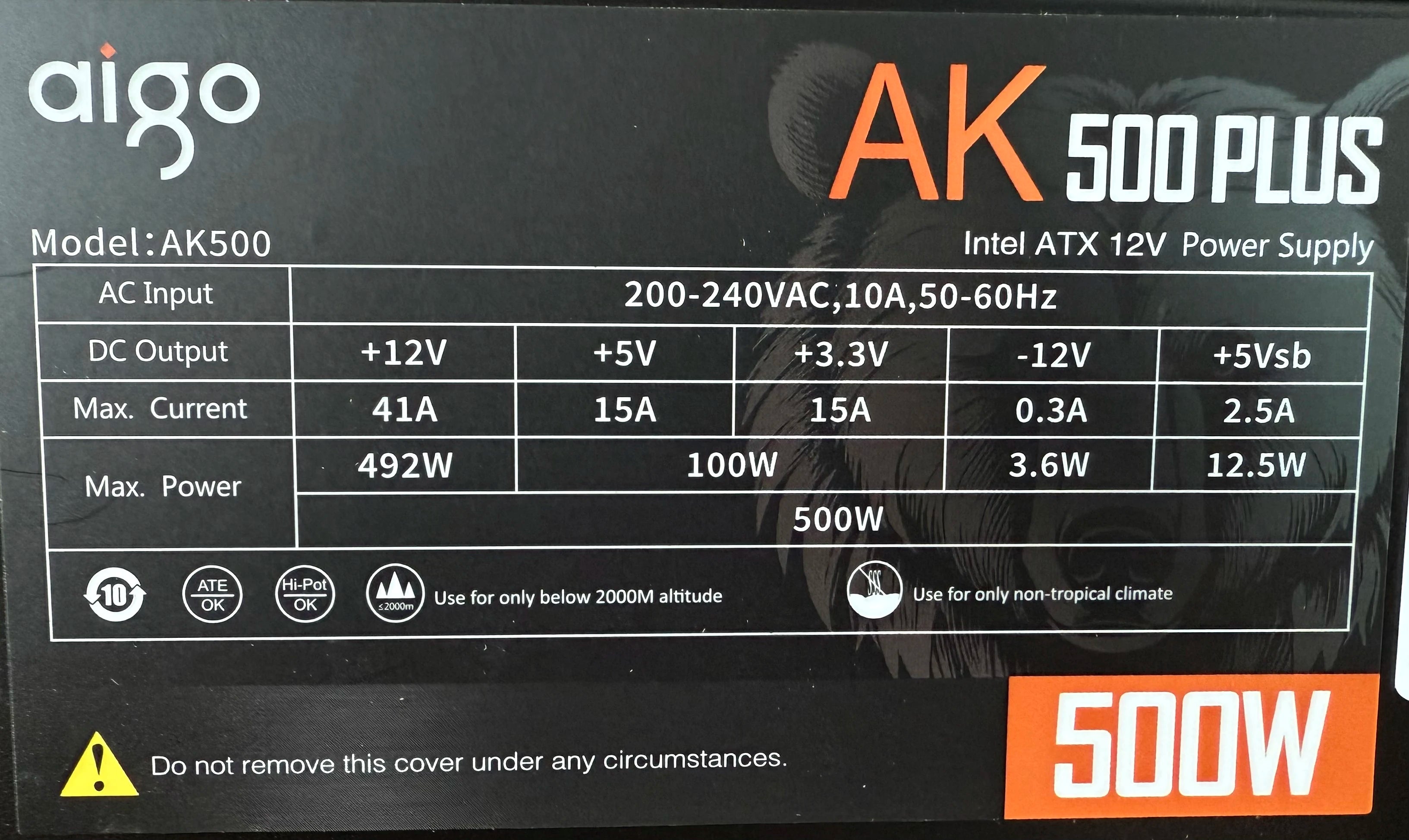 ⚡ Aigo AK500 – Fonte ATX 500W | RGB | Silenciosa | Gamer | 24PIN | PC Desktop / Server ⚡