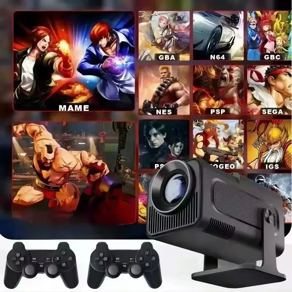 🎮🎥 PROJETOR LED 4K PORTÁTIL + 2 CONTROLES SEM FIO + ANDROID + WI-FI