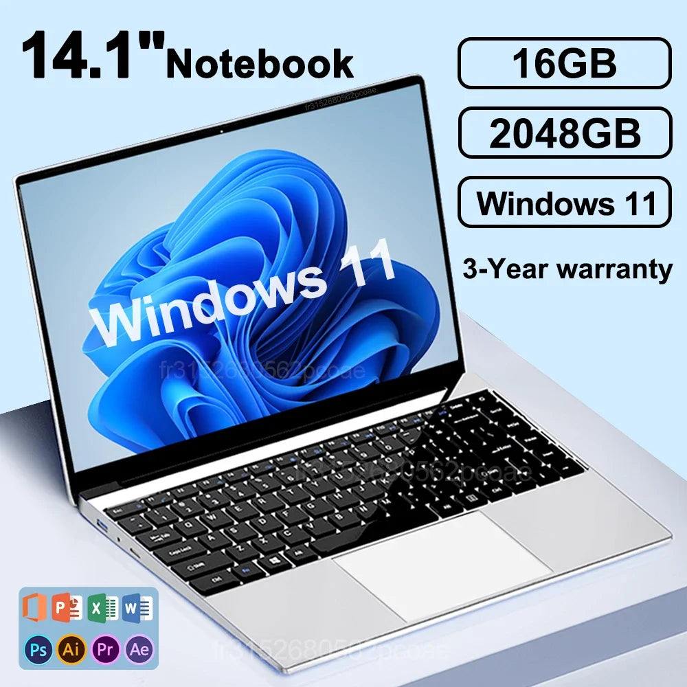 Notebook Ultra Slim 14.1” FHD – 16GB RAM + 2TB SSD | Windows 11 Pro