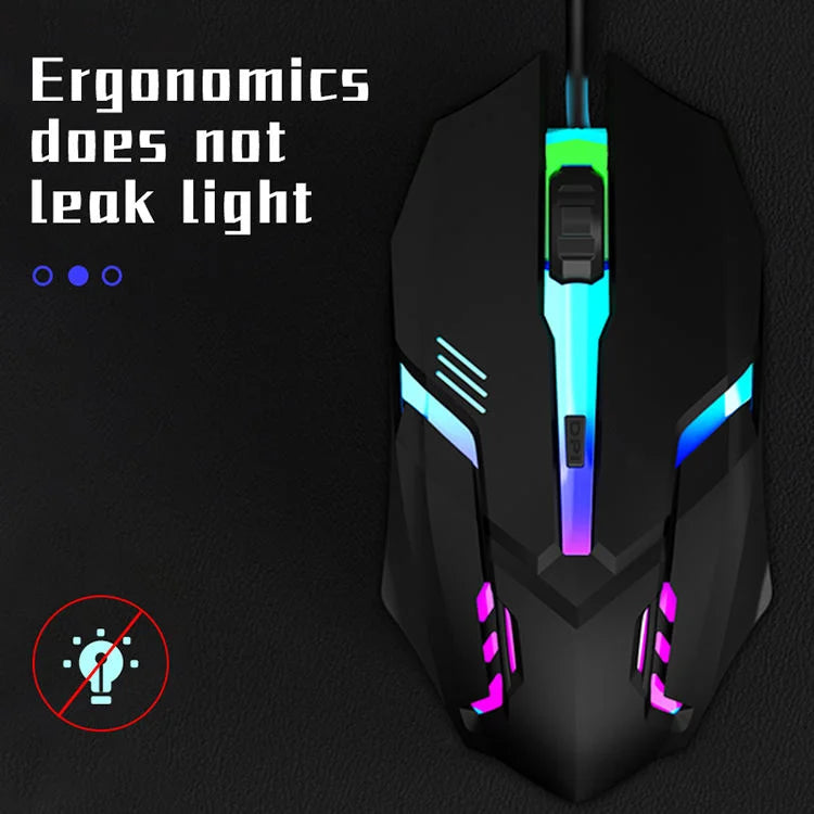 🖱️ SMAILWOLF 2025 Ergonomic Gaming Mouse – RGB Backlit 4-Button 🌈🎮💻