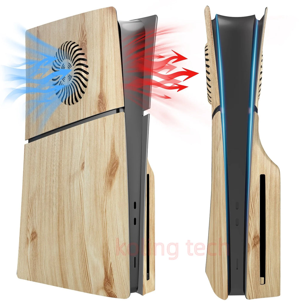 🪵 Capa Premium Efeito Madeira para PS5 Slim Disc Edition